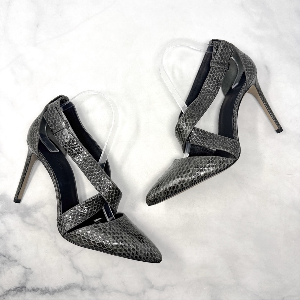 NEW Alexander Wang Marcelle Snakeskin Strappy Pointed Toe Pump Heel Leather 40.5 - Picture 3 of 14